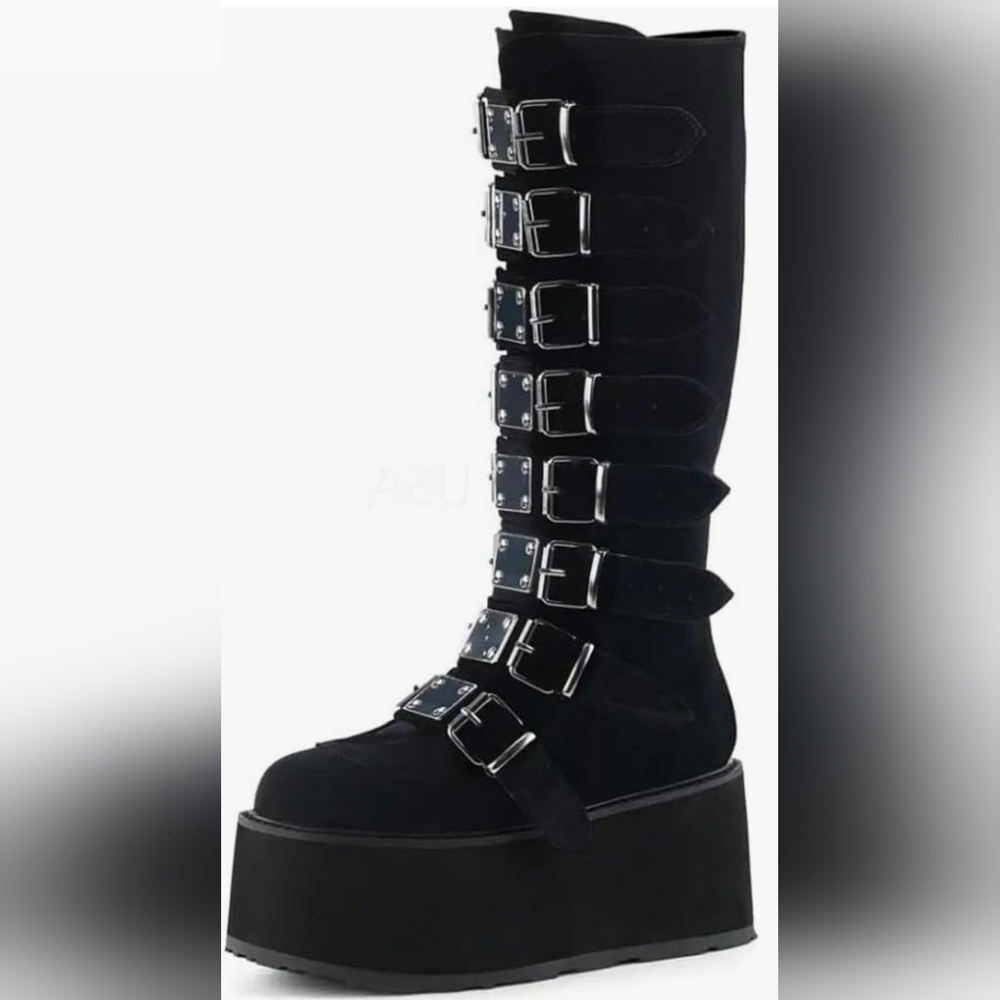 UniqueStride Chunky Heel Goth Platform Boots - Picture 1 of 9